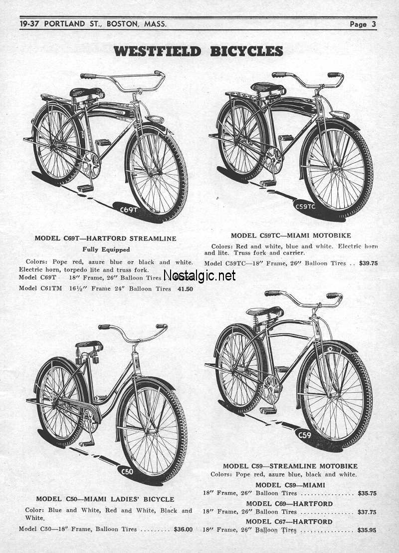 1939 Westfield Catalog Page Picture 1 Dave's Vintage Bicycles